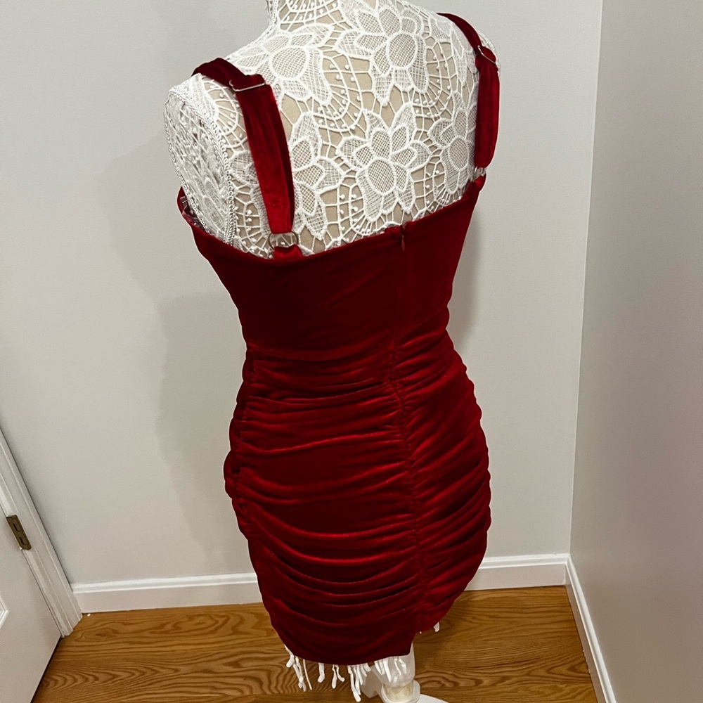 NWOT Velvet Red Mini Dress - Picture 7 of 9